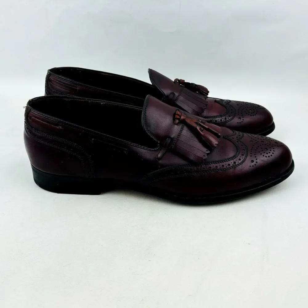 Wright Kiltie Tassel Wingtip‎ Loafer Mens 11 Burgundy Leather Slip On Whippet II